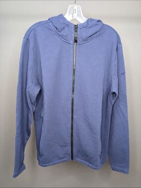Fabletics Light Blue Full-Zip Hooded Sweater